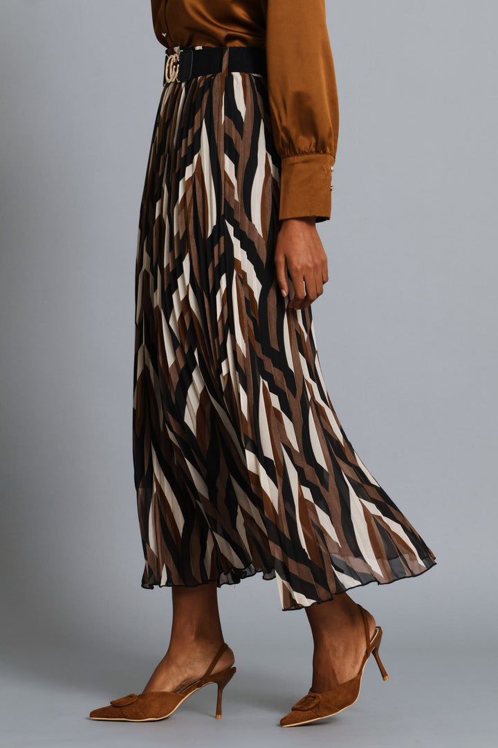 Belted Chiffon Maxi Skirt - Neutral