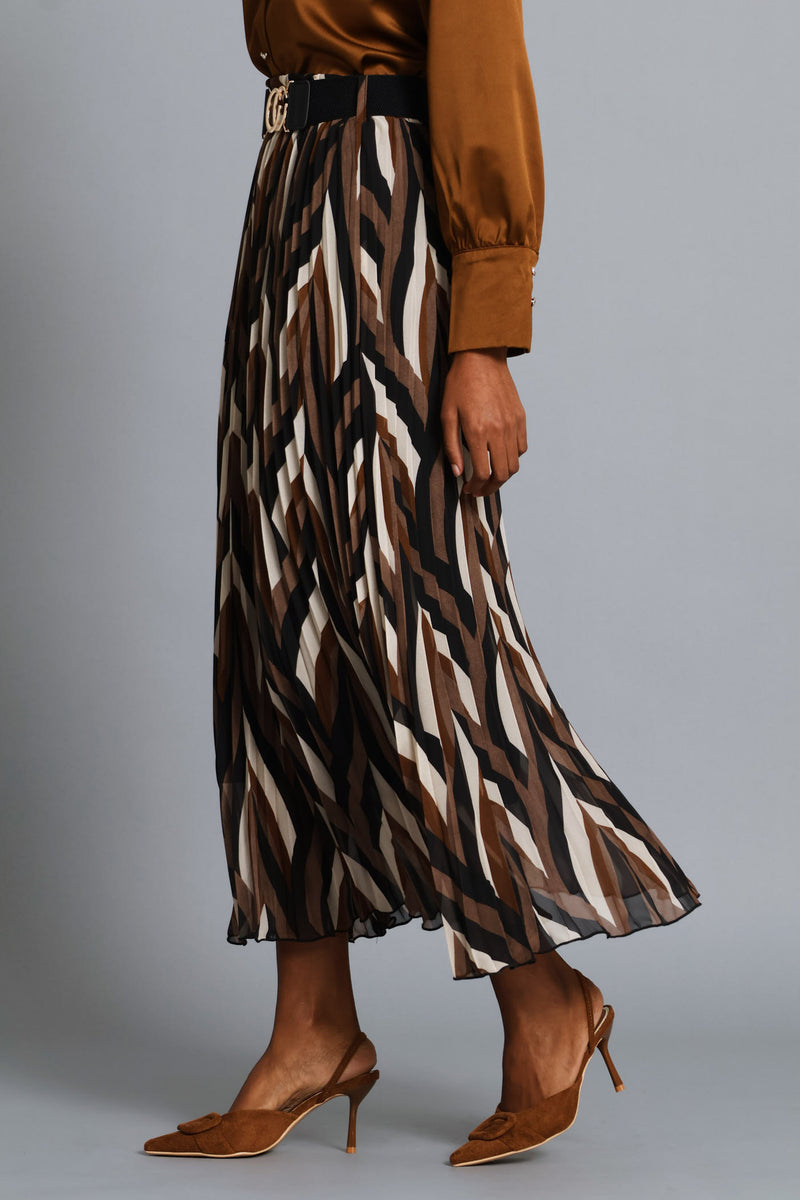 Belted Chiffon Maxi Skirt - Neutral