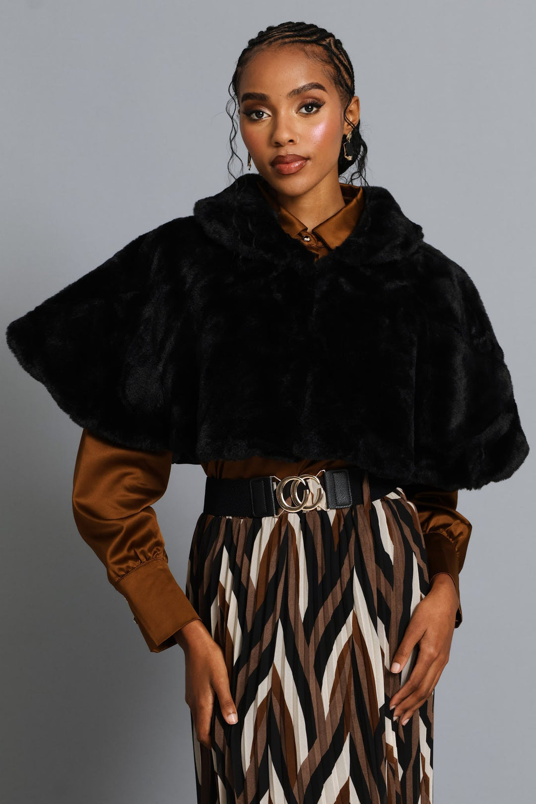 Faux Fur Bolero - Black