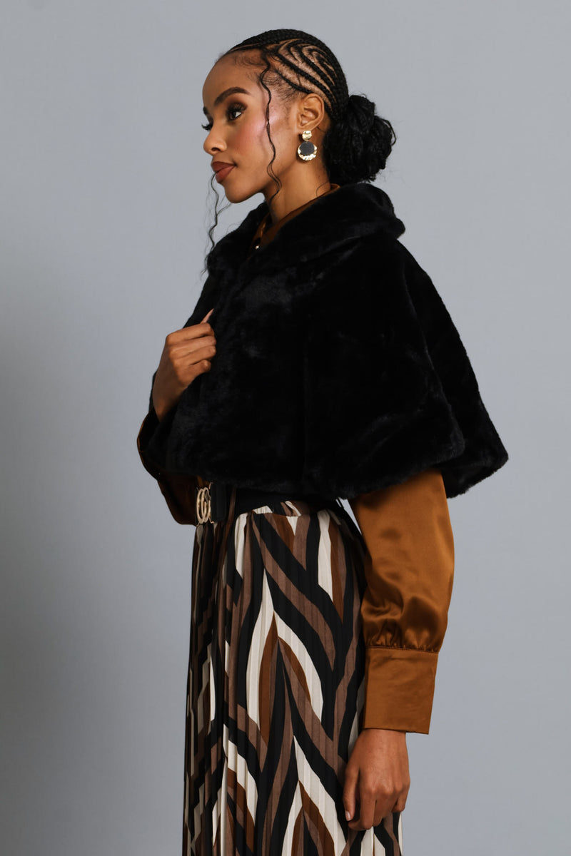 Faux Fur Bolero - Black