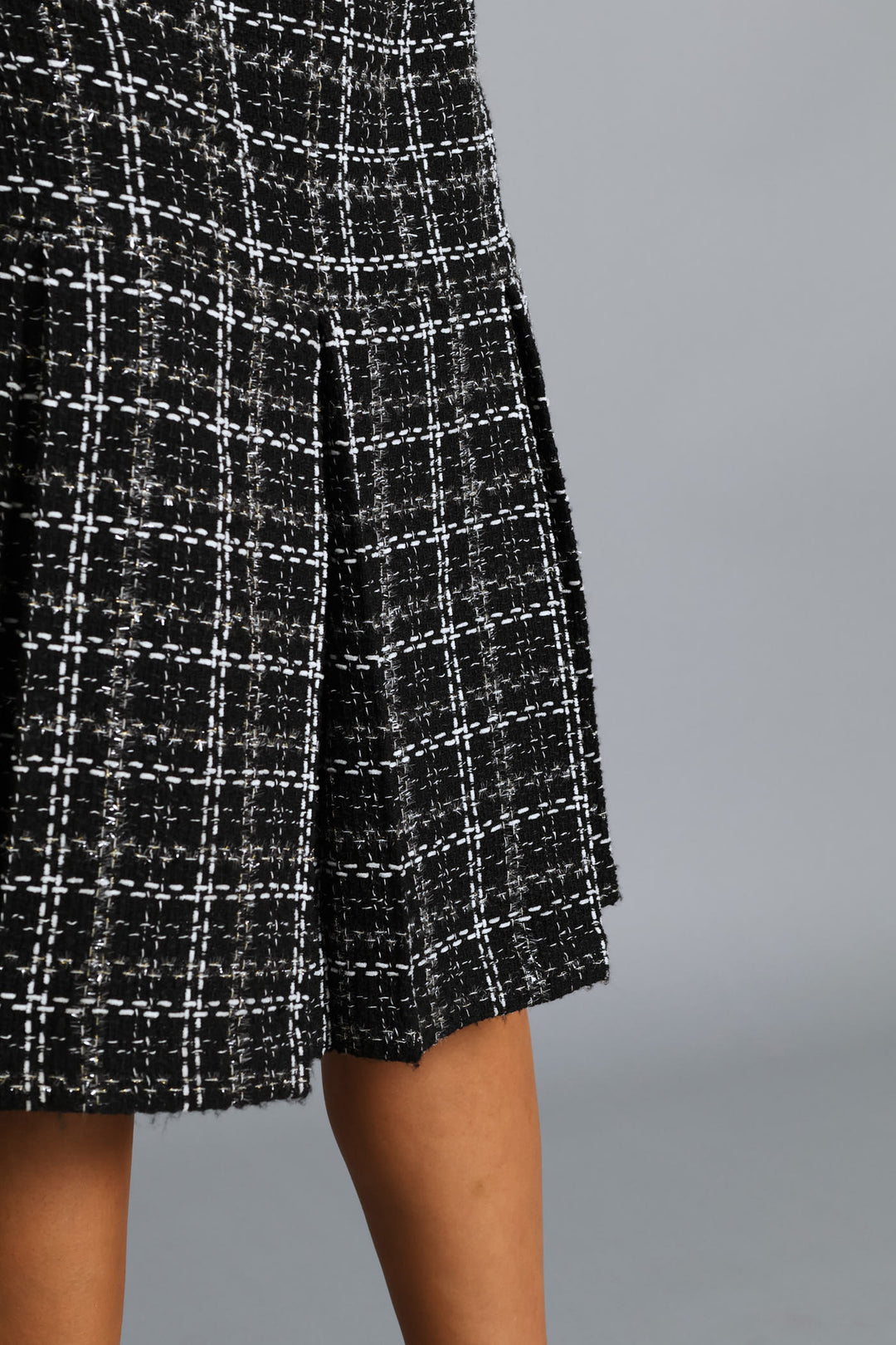 Peterpan Box Hem Tweed Dress - Black/White