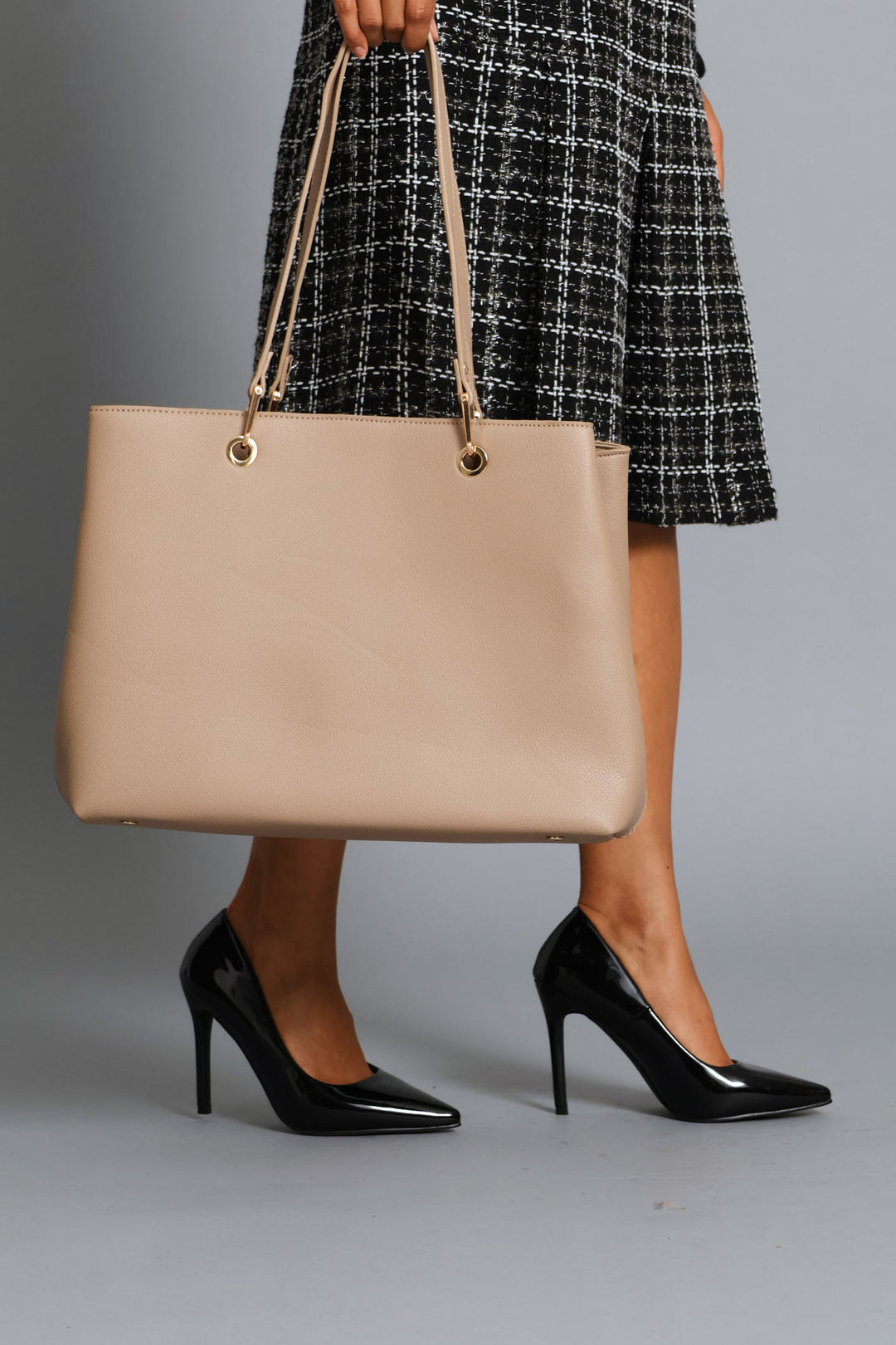 Large Tote With Detachable Purse - Taupe