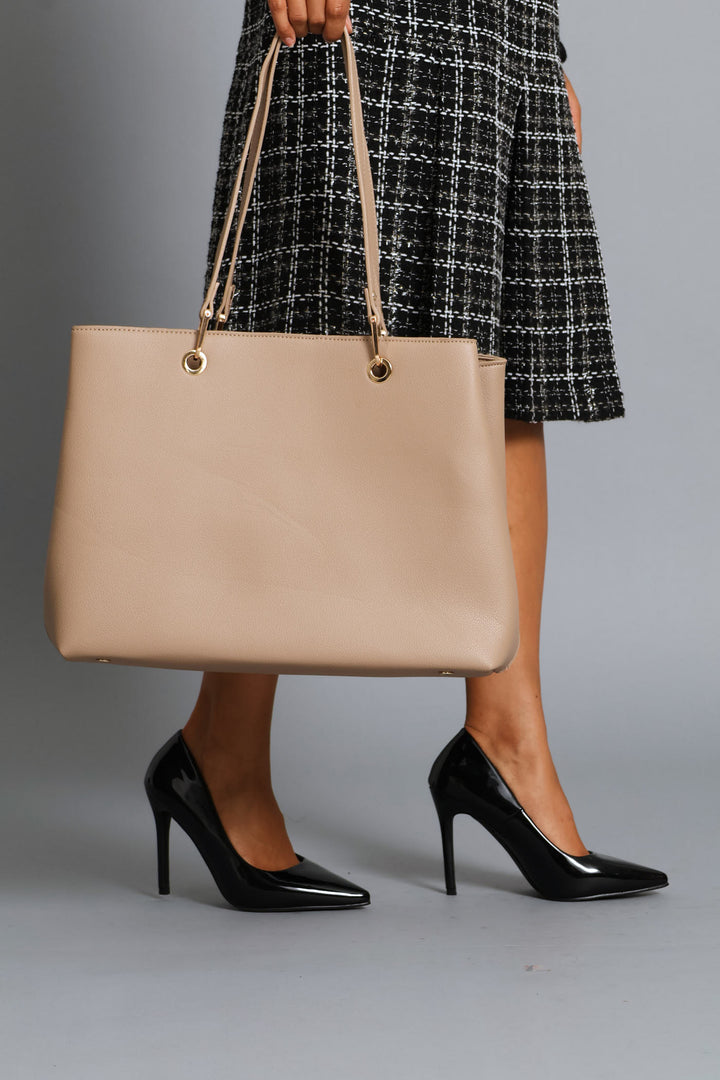 Large Tote With Detachable Purse - Taupe