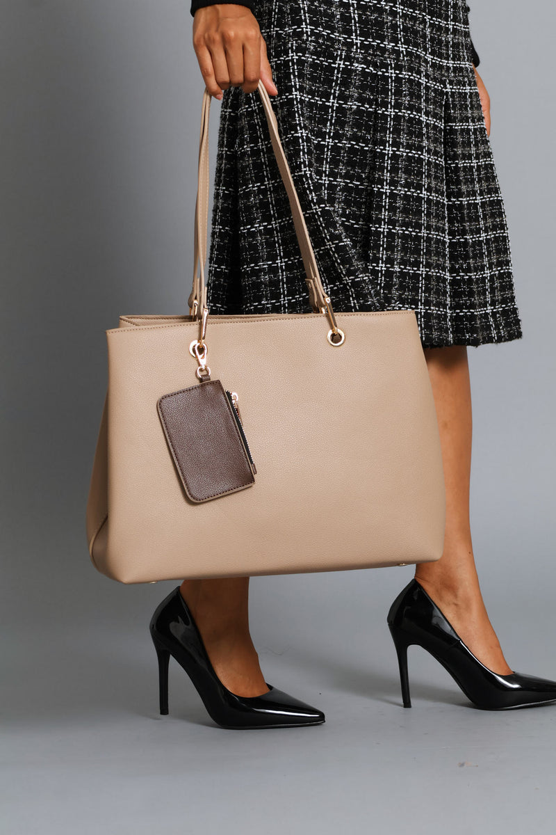 Large Tote With Detachable Purse - Taupe