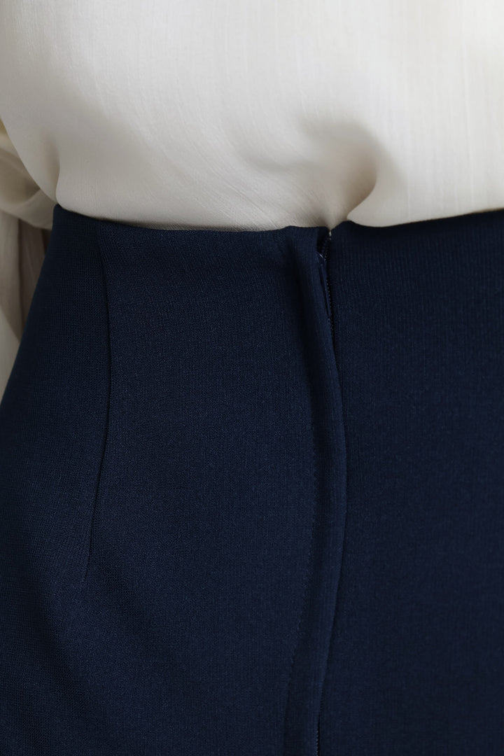 Angled Panel A-Line Skirt - Dark Navy