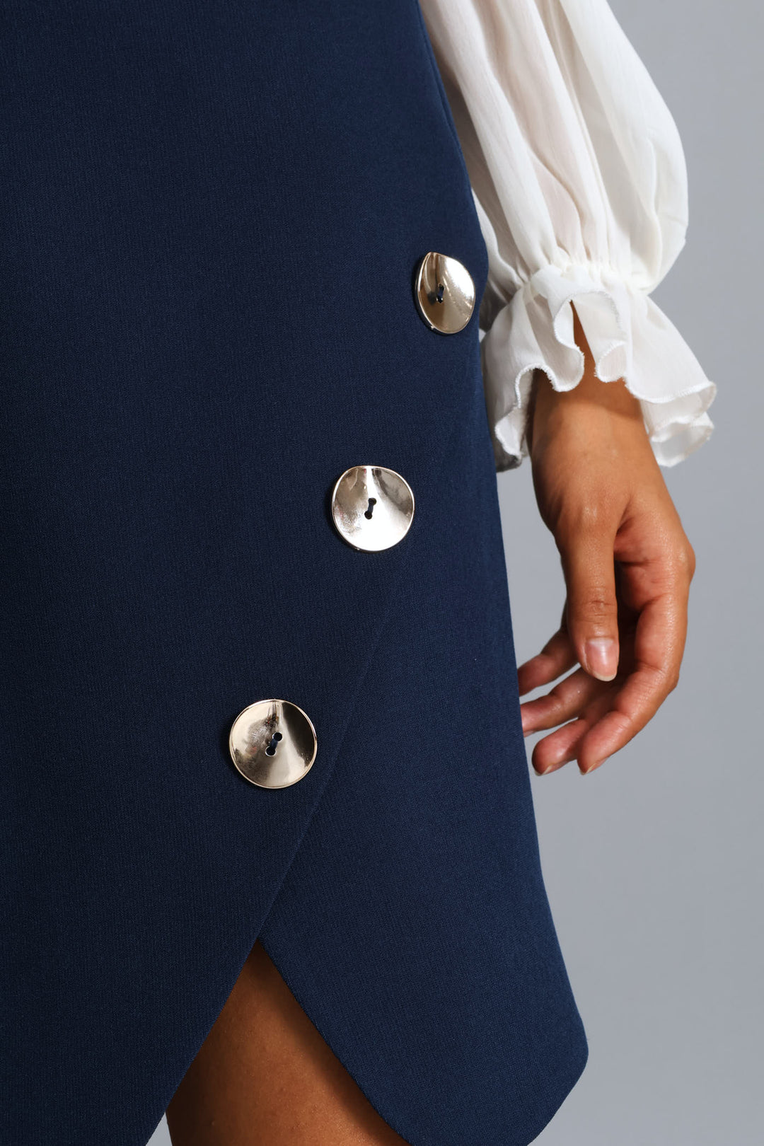 Angled Panel A-Line Skirt - Dark Navy