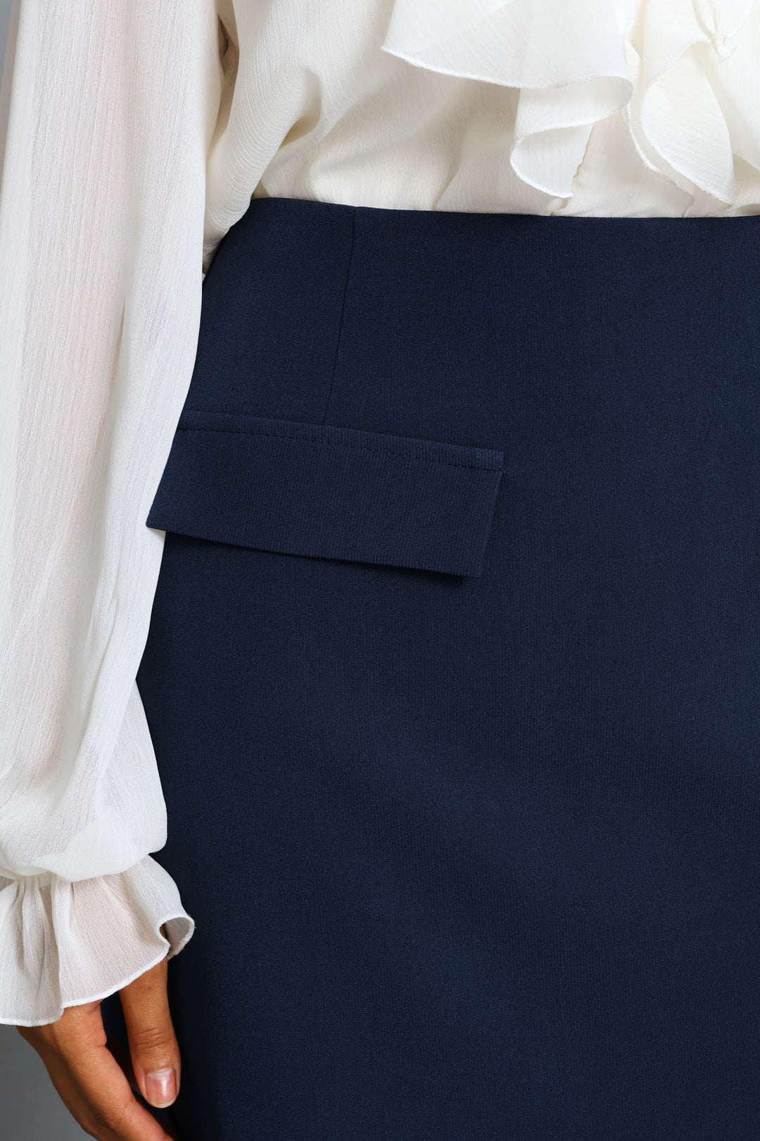 Angled Panel A-Line Skirt - Dark Navy