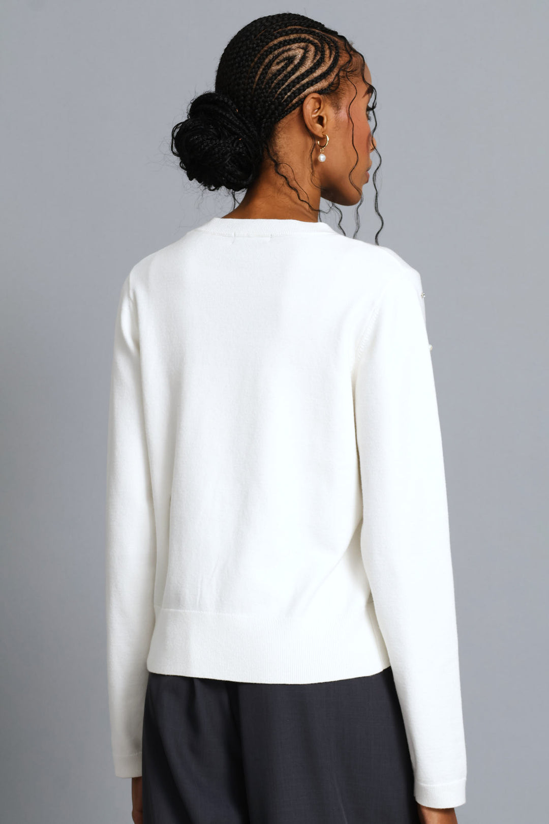 Pearl Embellished Pullover - Cream