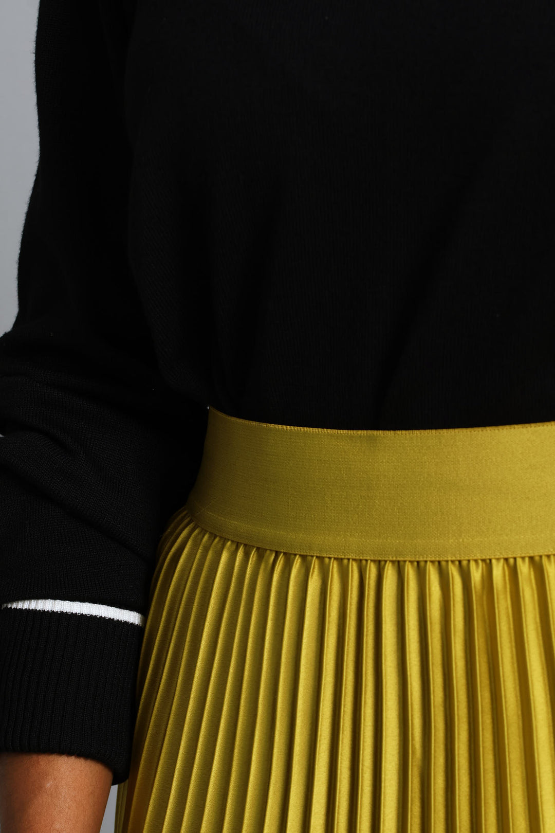 Pleated Satin Maxi Skirt - Bright Chartreuse