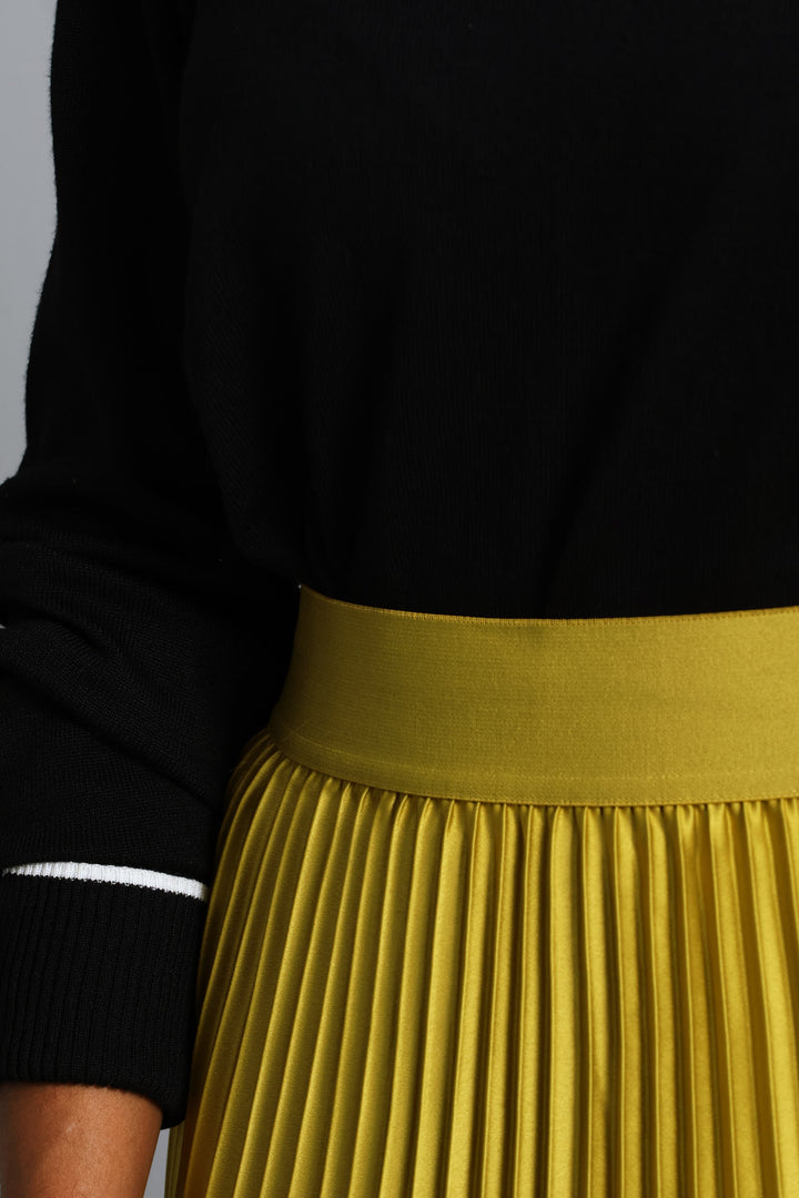Pleated Satin Maxi Skirt - Bright Chartreuse