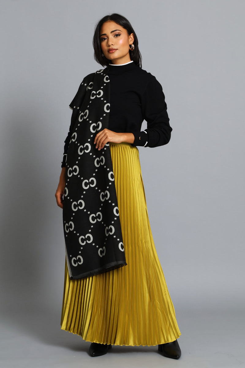 Monogram Scarf - Black/Cream