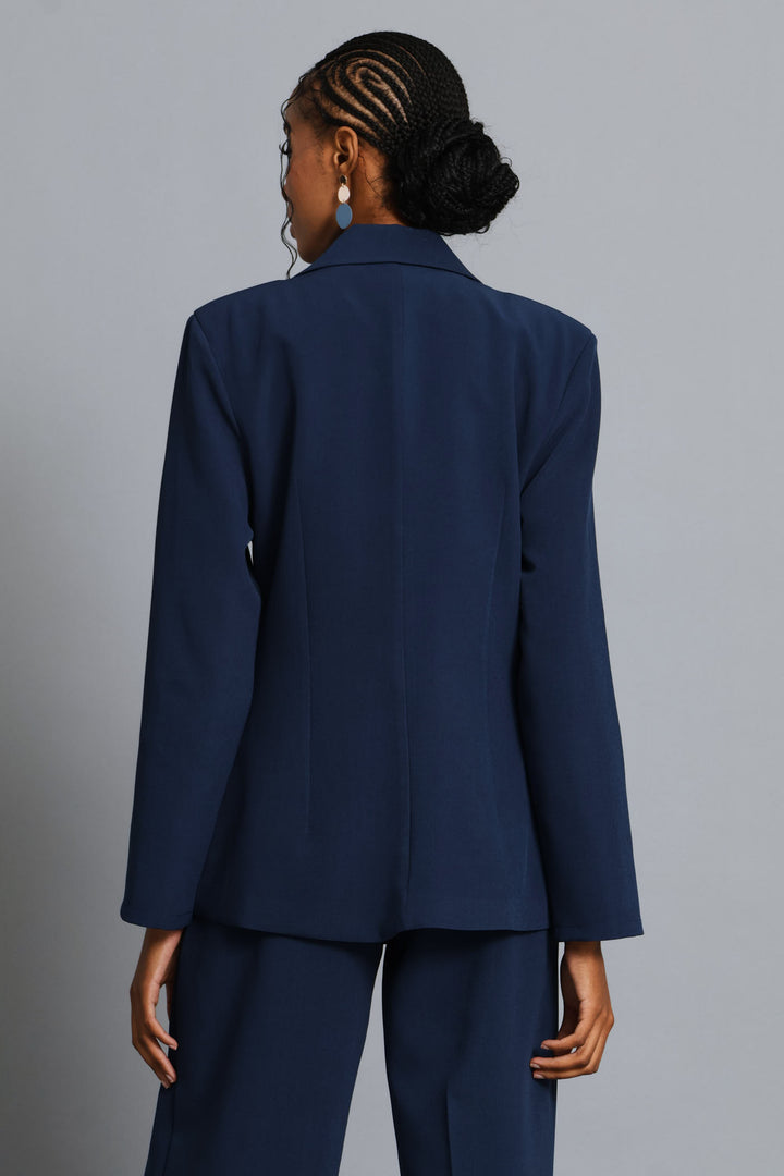 Abstract Fancy Button Blazer - Dark Navy