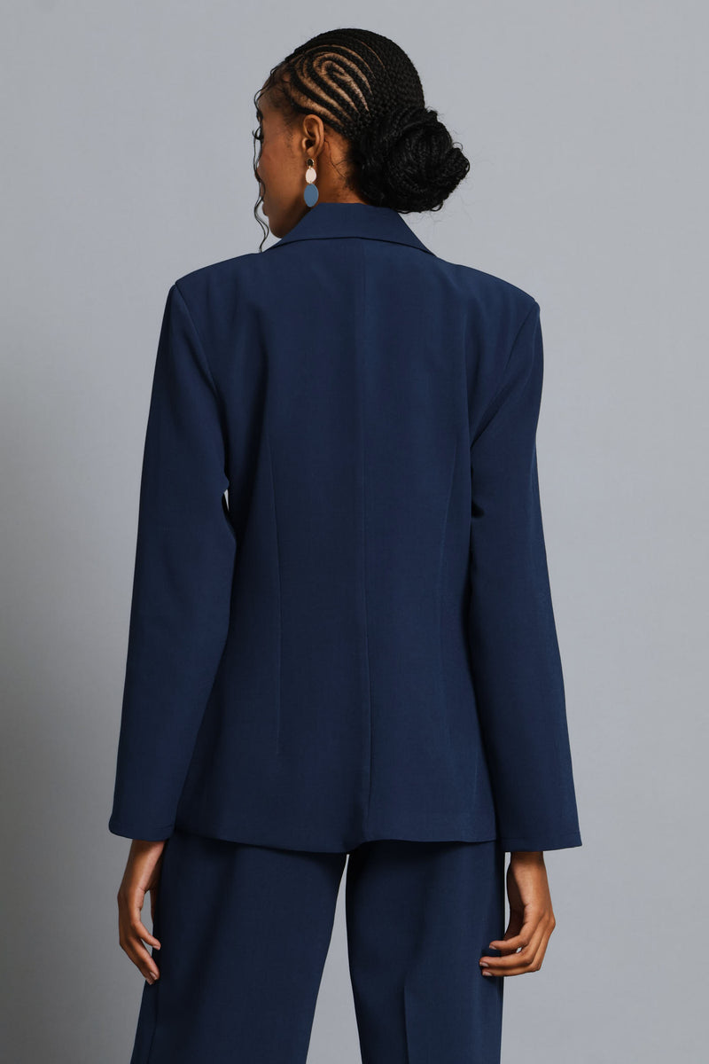 Abstract Fancy Button Blazer - Dark Navy