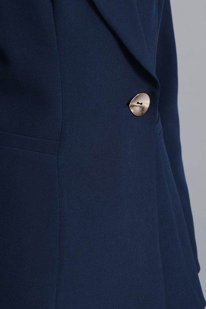 Abstract Fancy Button Blazer - Dark Navy