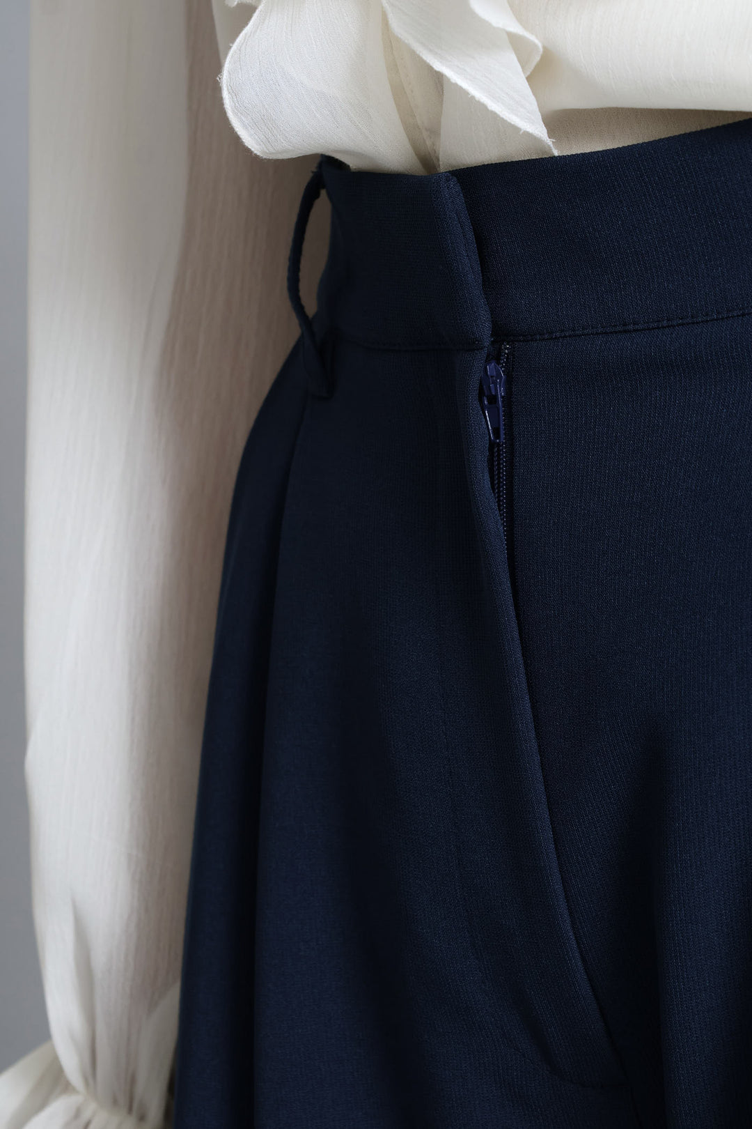 Double Pleat Wide Leg Pant - Dark Navy