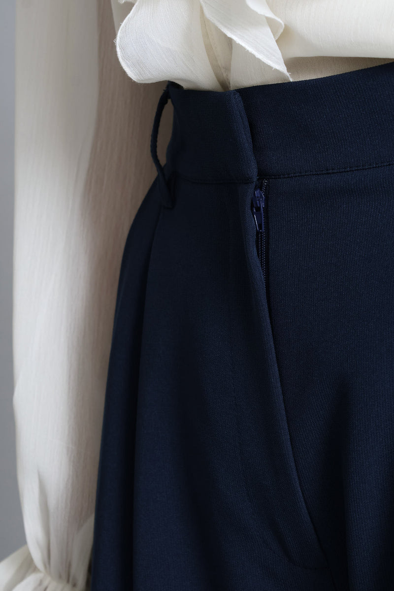 Double Pleat Wide Leg Pant - Dark Navy