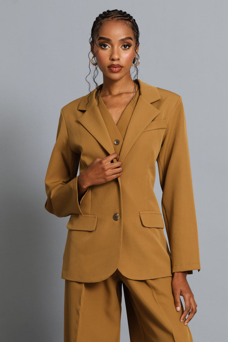 Double Button Blazer - Tan