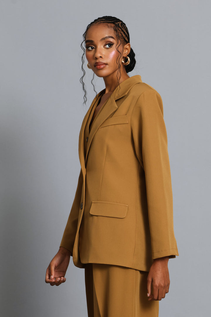 Double Button Blazer - Tan