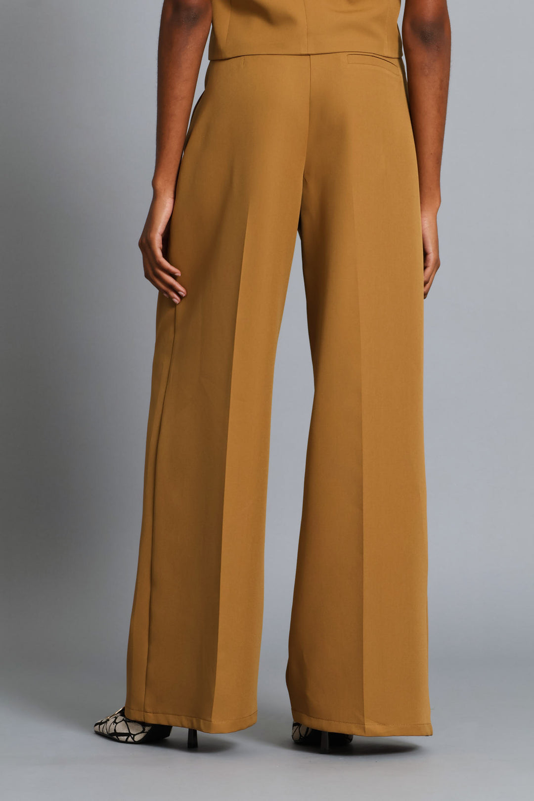 Extended Tab Wide Leg Pant - Tan