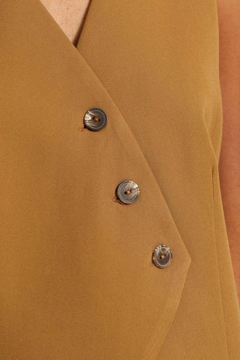 Angled Panelled Waistcoat - Tan