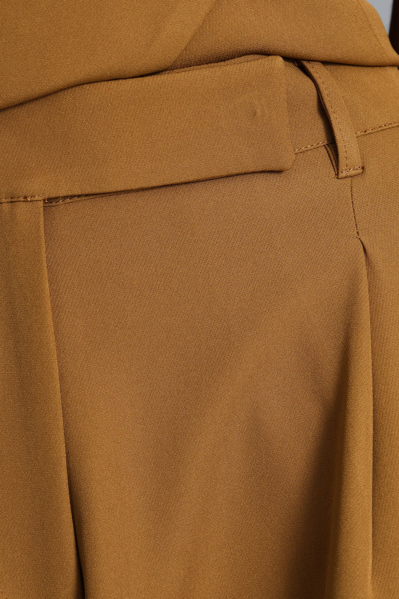 Extended Tab Wide Leg Pant - Tan