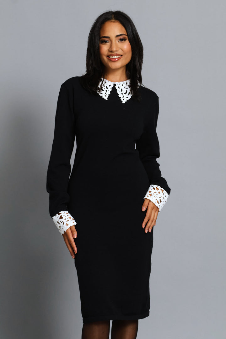 Preppy Knitwear Dress - Black/Cream