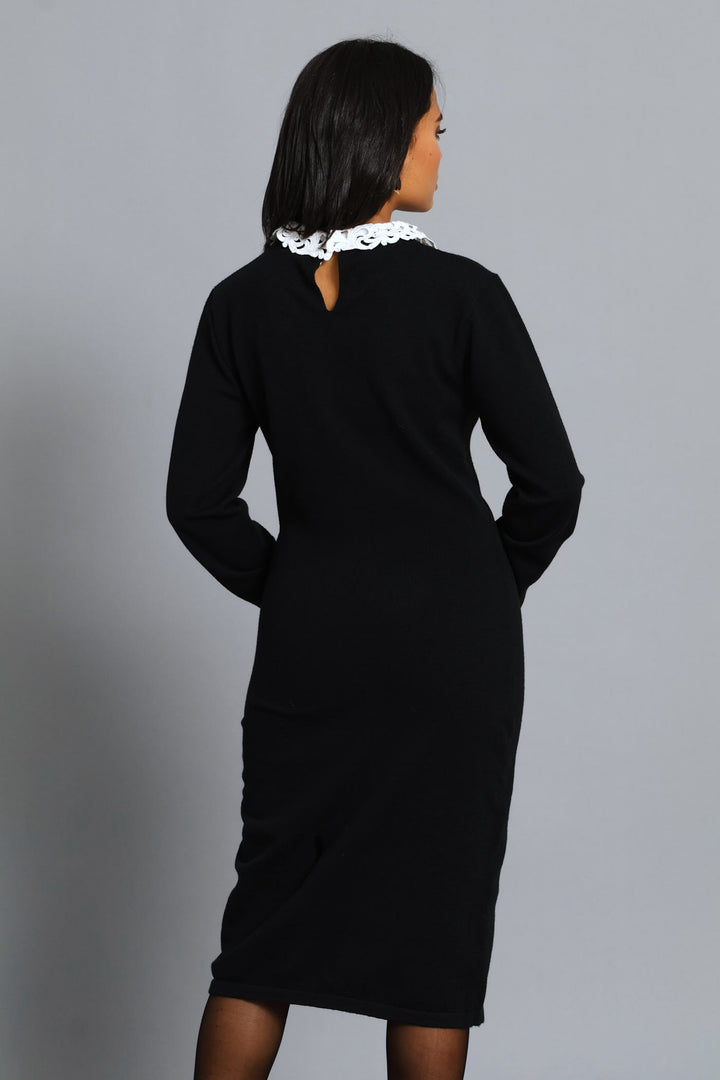 Preppy Knitwear Dress - Black/Cream