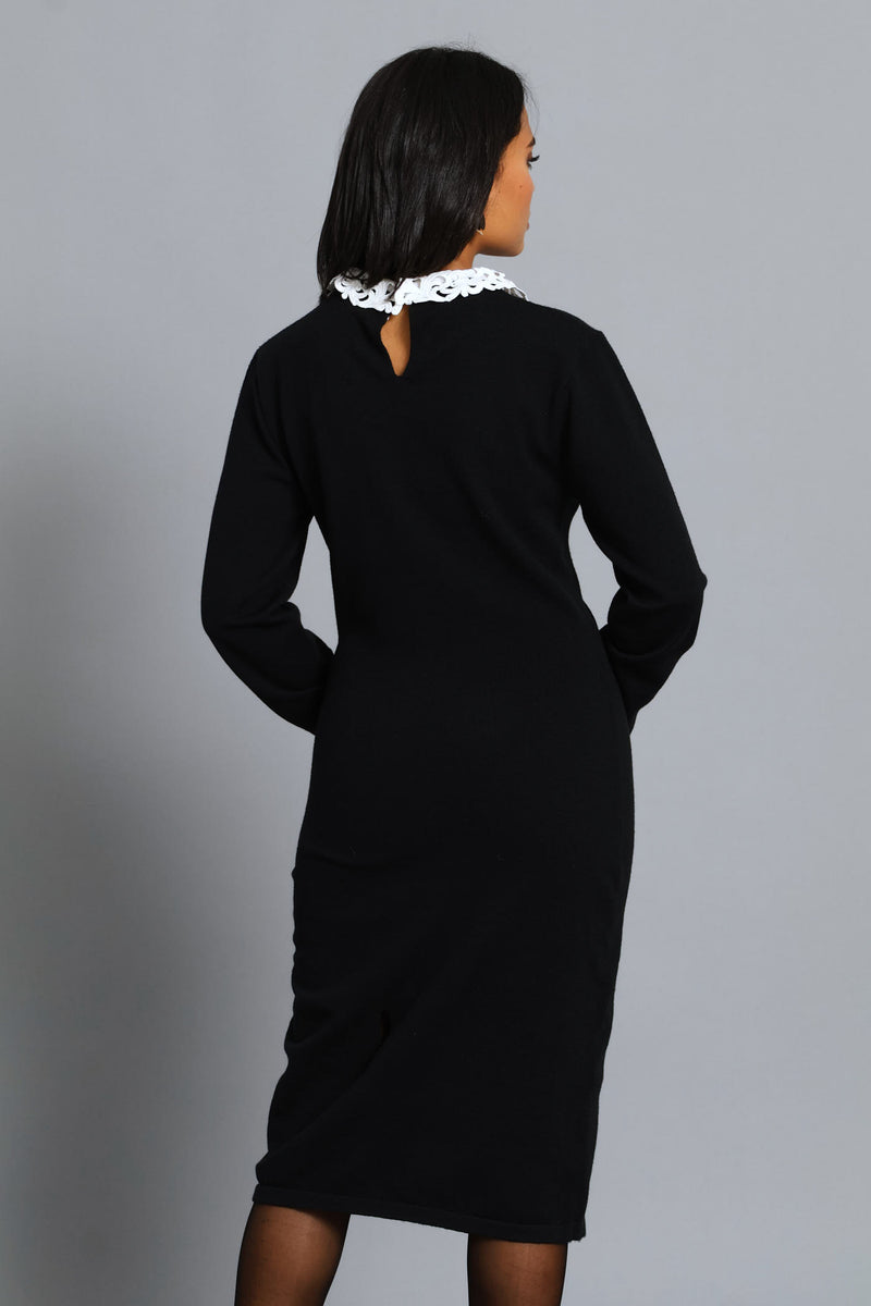 Preppy Knitwear Dress - Black/Cream