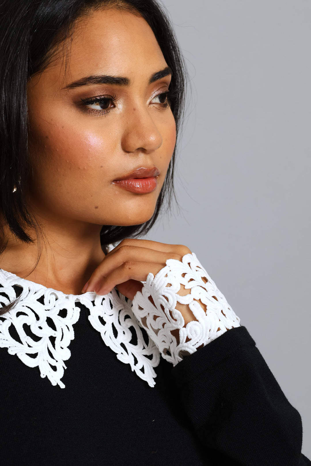 Preppy Knitwear Dress - Black/Cream