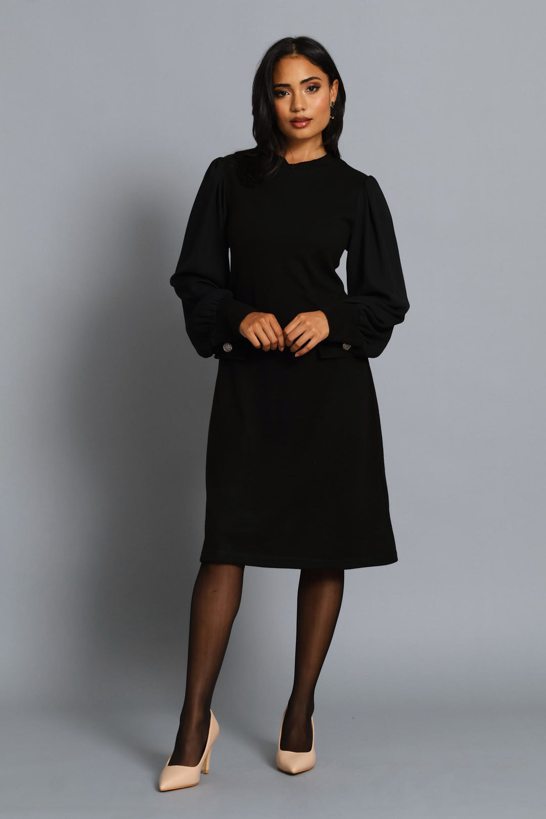 Shift Knitwear Combo Dress - Black