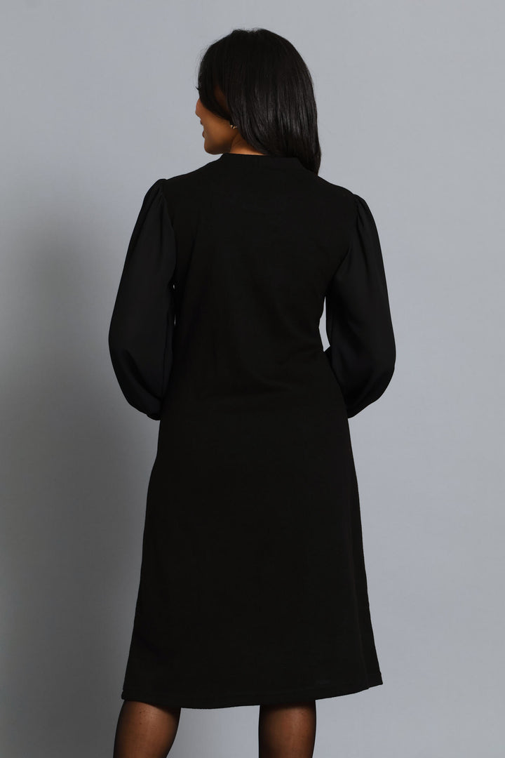 Shift Knitwear Combo Dress - Black