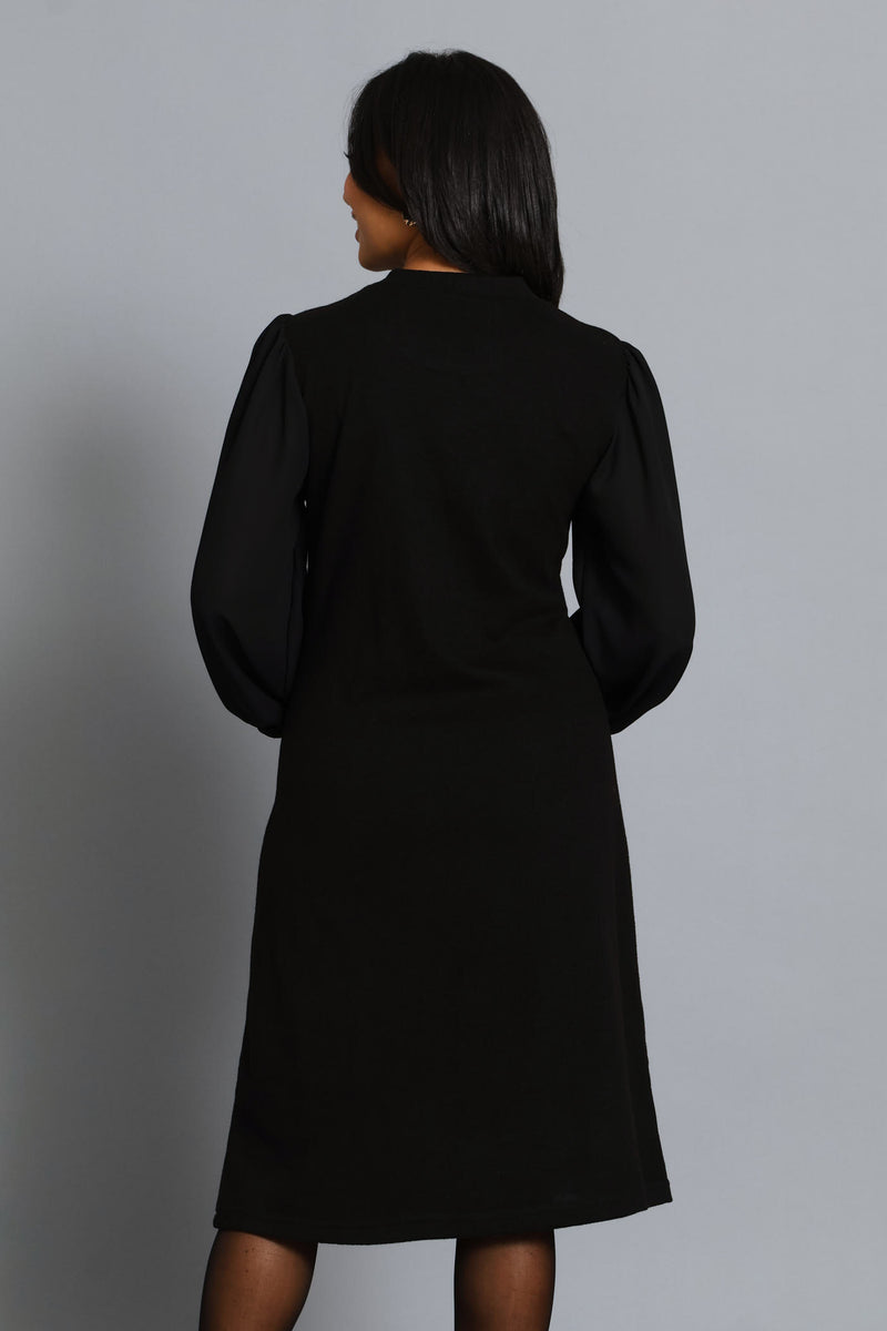 Shift Knitwear Combo Dress - Black