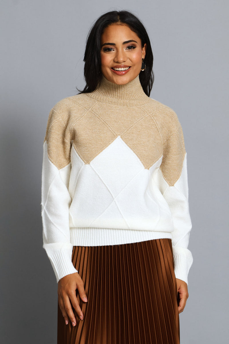 Colourblock Pullover - Oatmeal