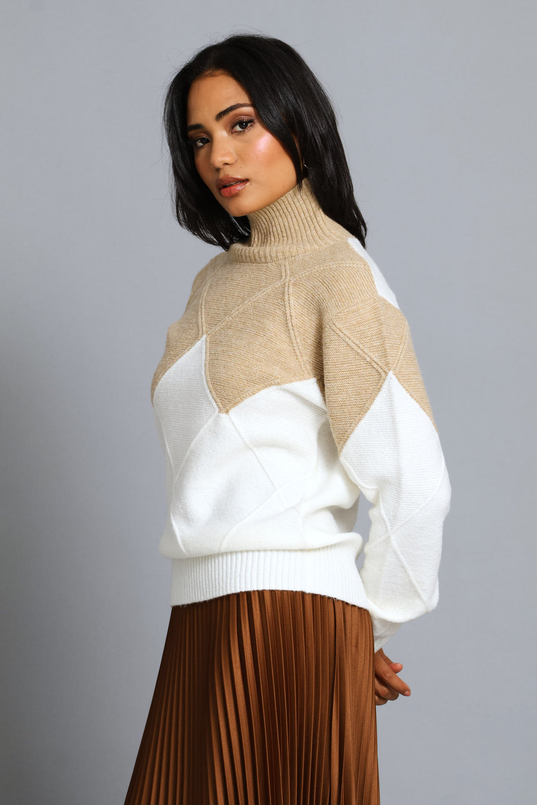 Colourblock Pullover - Oatmeal