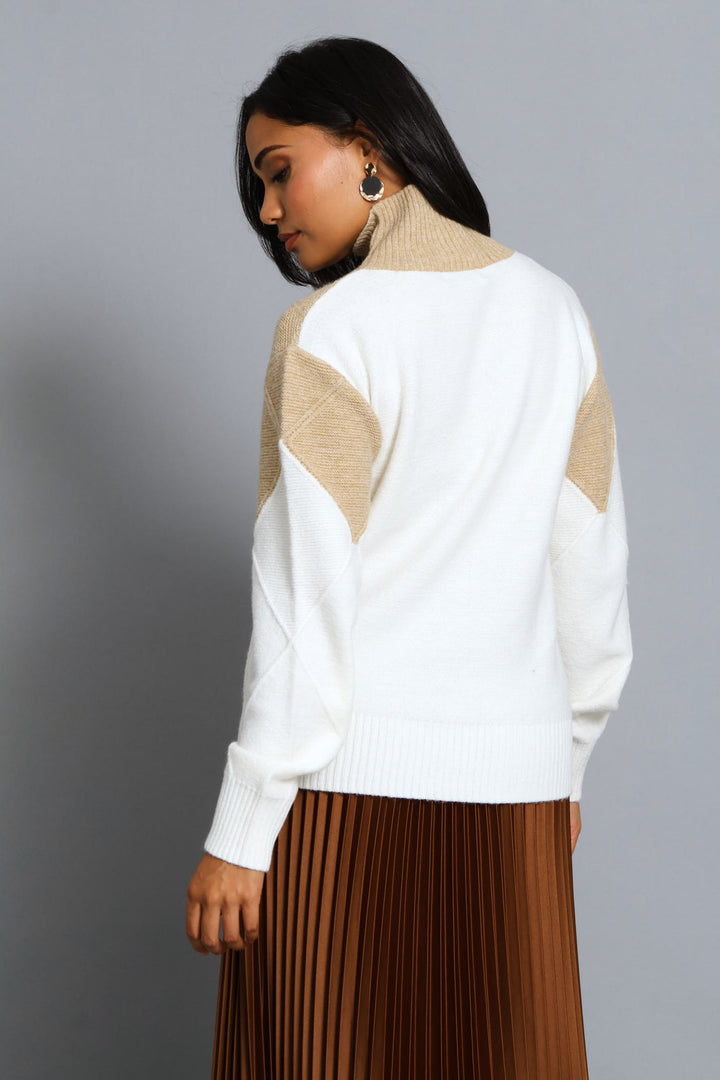 Colourblock Pullover - Oatmeal