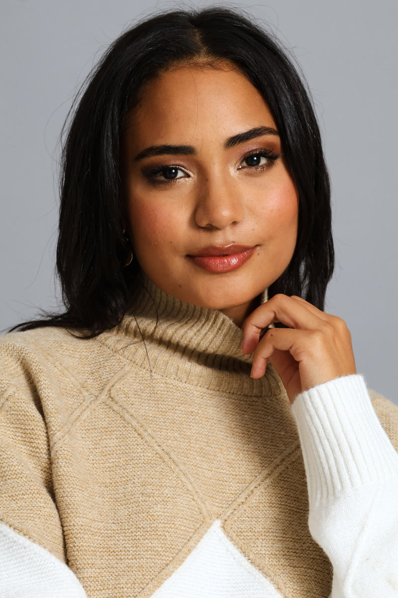 Colourblock Pullover - Oatmeal