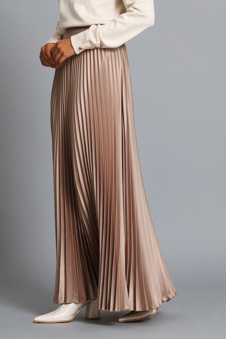 Pleated Satin Maxi Skirt - Whisper White