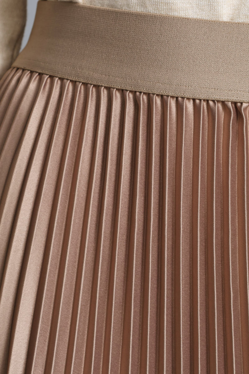Pleated Satin Maxi Skirt - Whisper White