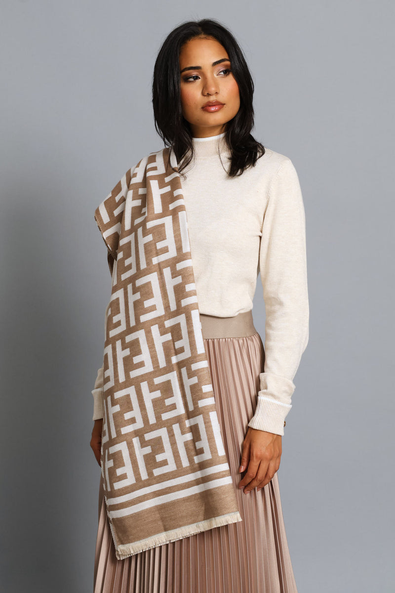 Monogram Scarf - Cream/Stone