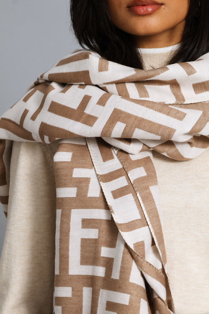 Monogram Scarf - Cream/Stone