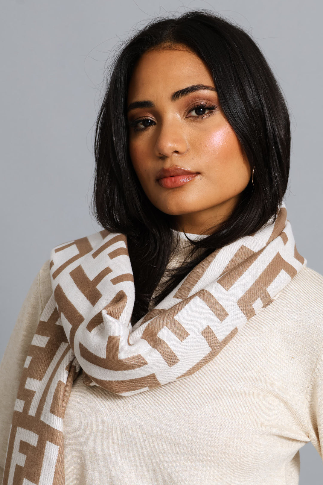 Monogram Scarf - Cream/Stone