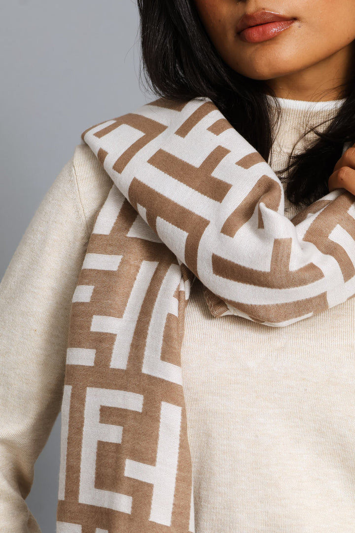 Monogram Scarf - Cream/Stone