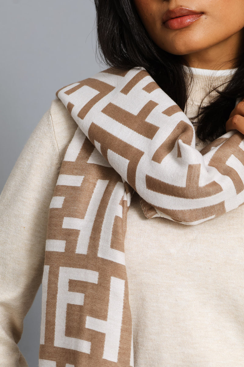 Monogram Scarf - Cream/Stone
