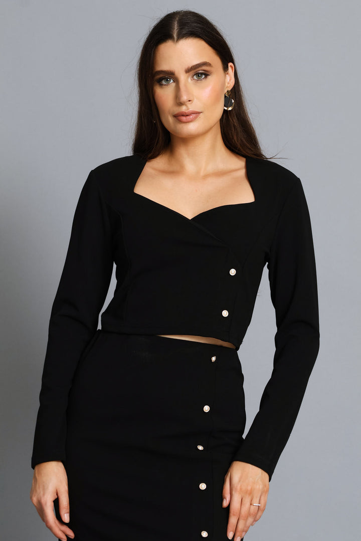 Sweetheart Neck Top - Black