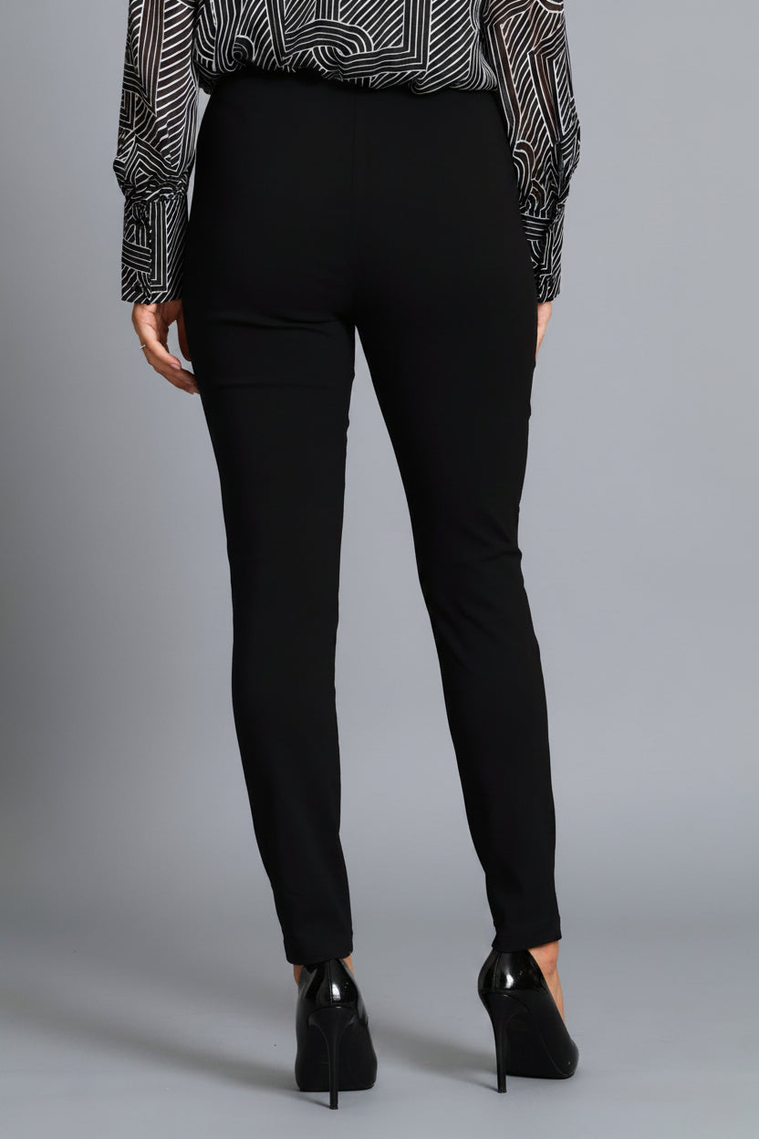 Panelled Button Skinny Pant - Black