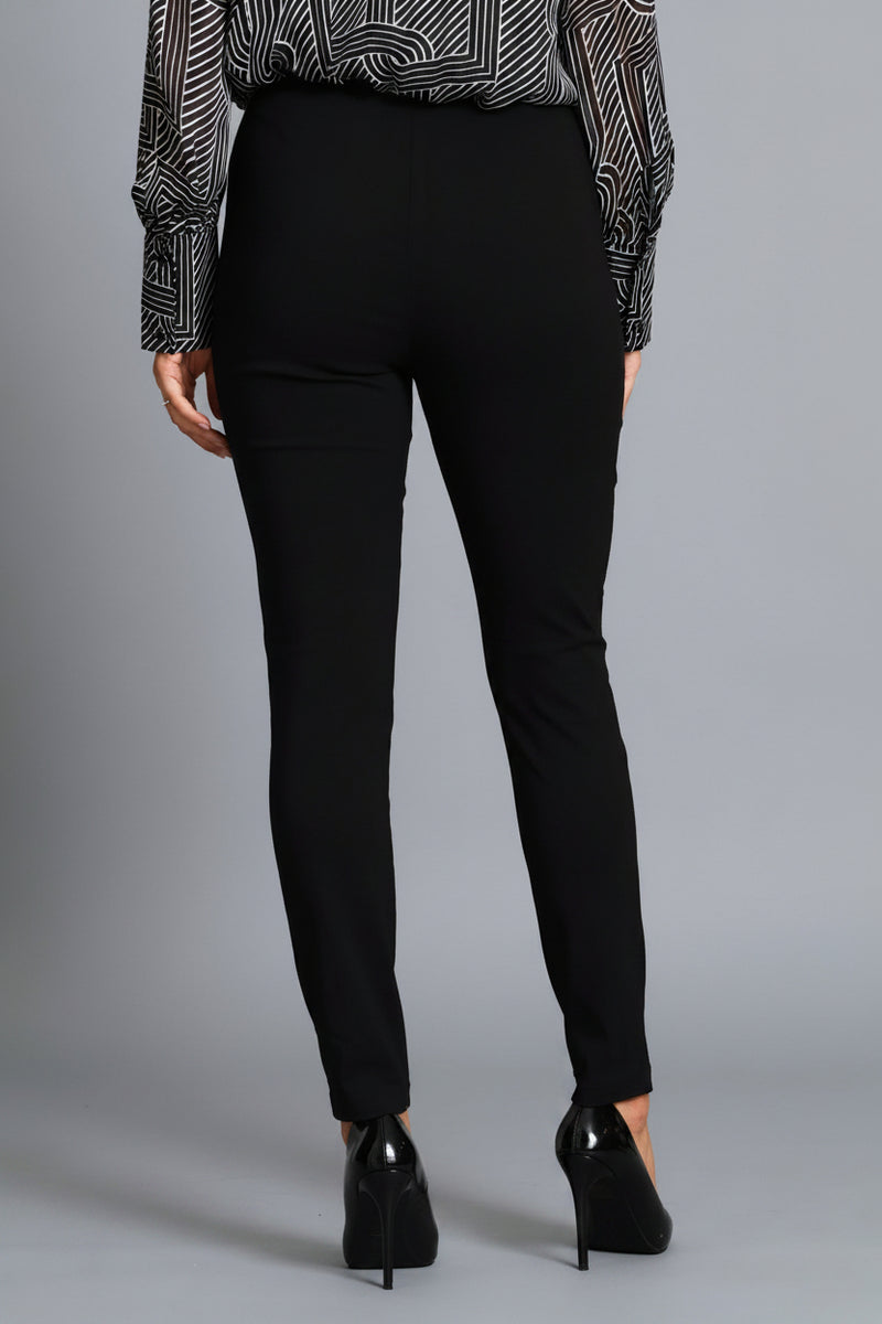 Panelled Button Skinny Pant - Black
