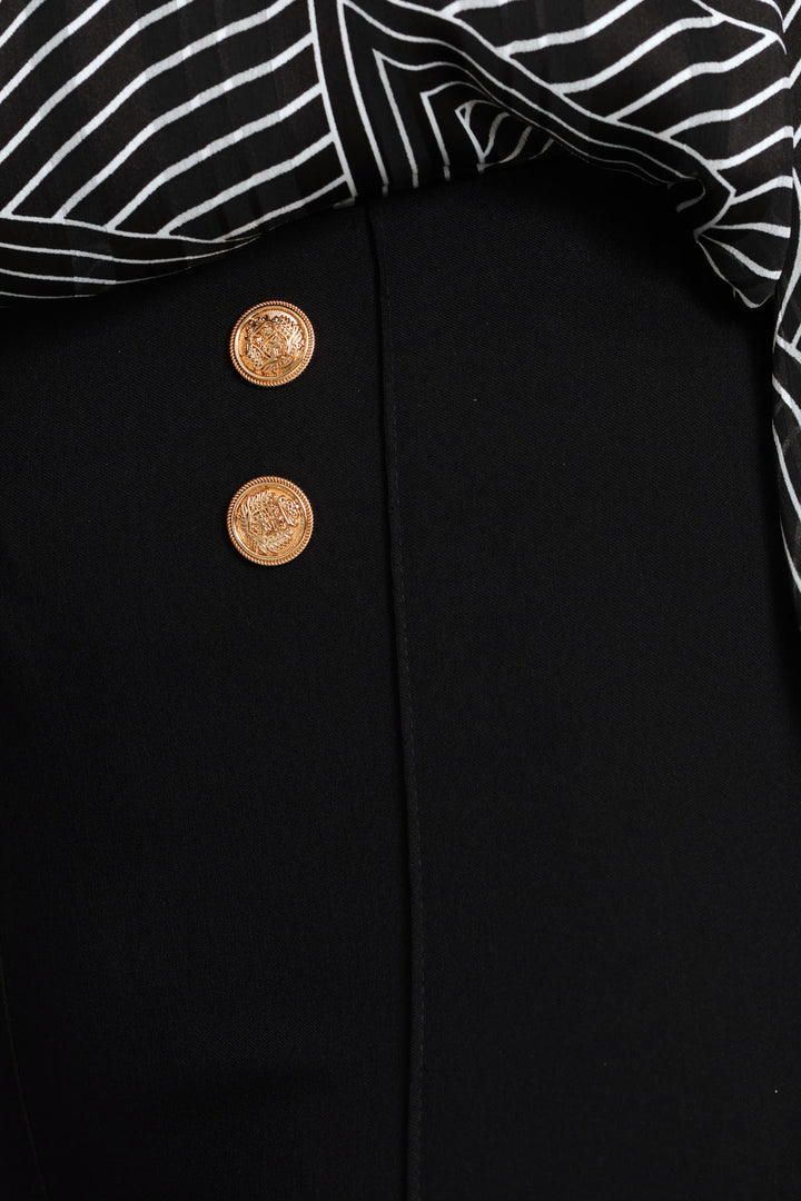 Panelled Button Skinny Pant - Black