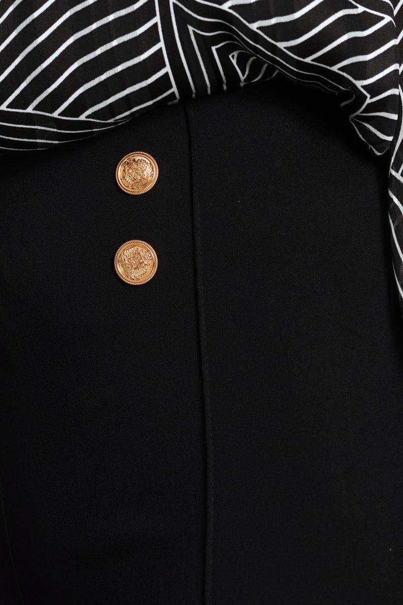 Panelled Button Skinny Pant - Black