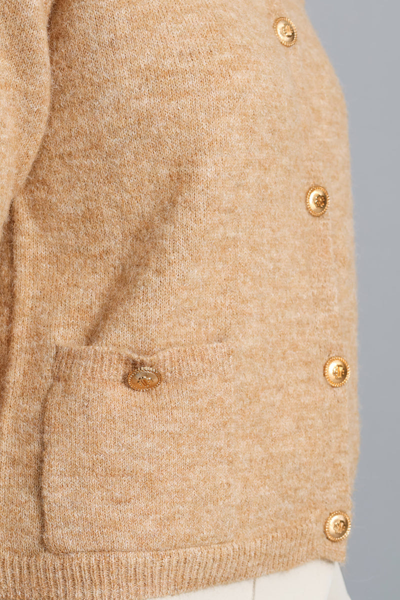Fluffy Mohair Short Sleeve Cardigan - Oatmeal