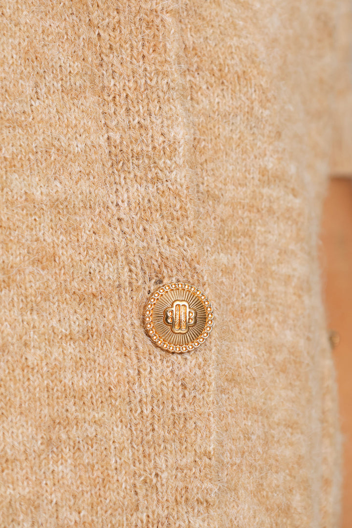 Fluffy Mohair Short Sleeve Cardigan - Oatmeal